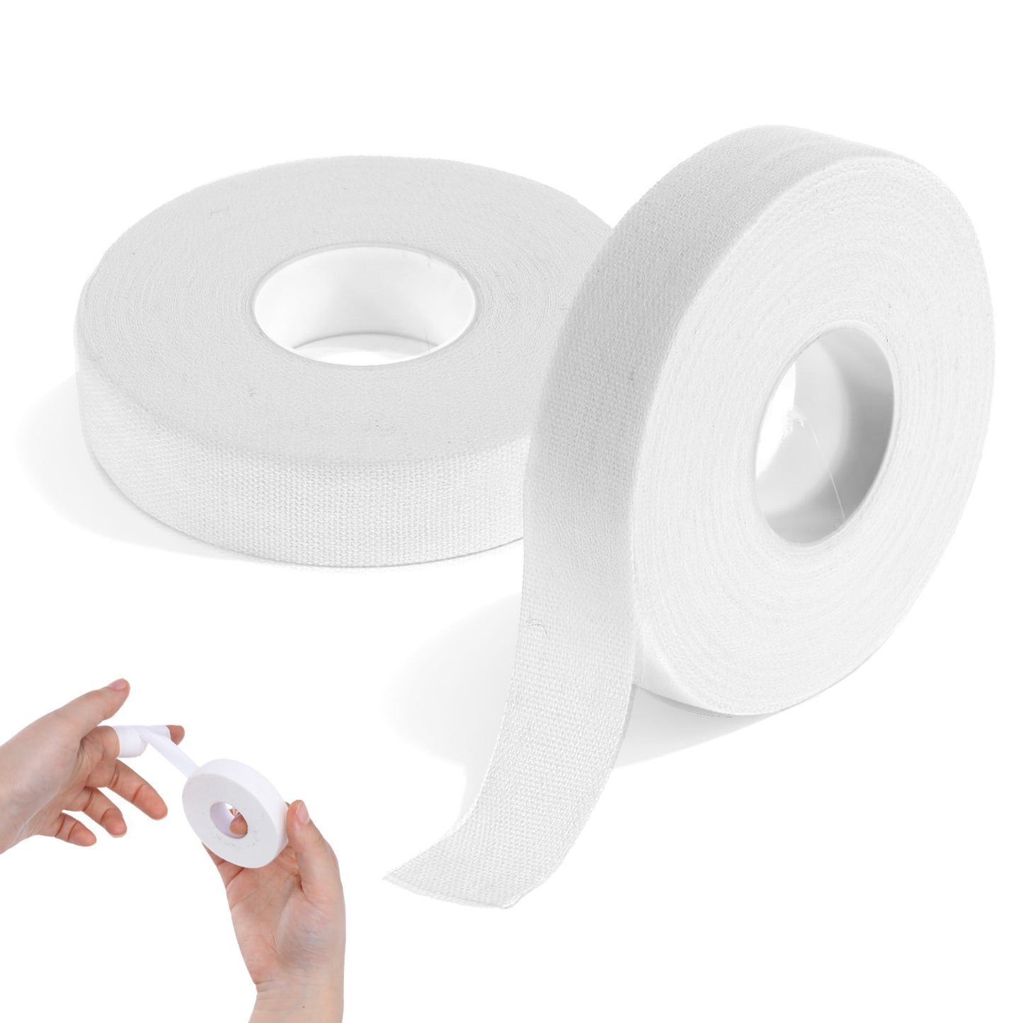 2 Rolls Extra Strong Athletic Finger Tape, 0.6-Inch x 32-Feet White Protective Tape for Sports, Reathable and Sweat-Wicking Sports Tape for Rock Climbing, Football, Volleyball, and Outdoor