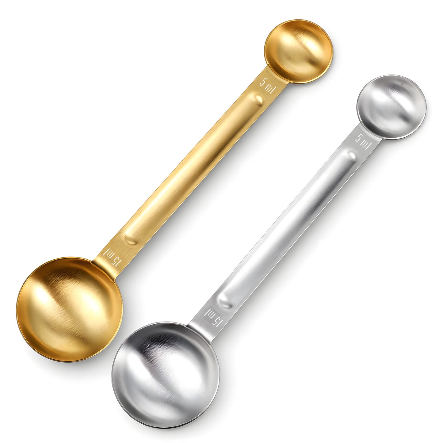 2 Pcs Coffee Measuring Spoon, Stainless Steel 1 TSP (5ml) and 1 Tbsp (15ml) Dual-Measure Long Handle Spoons, Tablespoon Spoon for Tea Sugar Milk Coffee and Baking