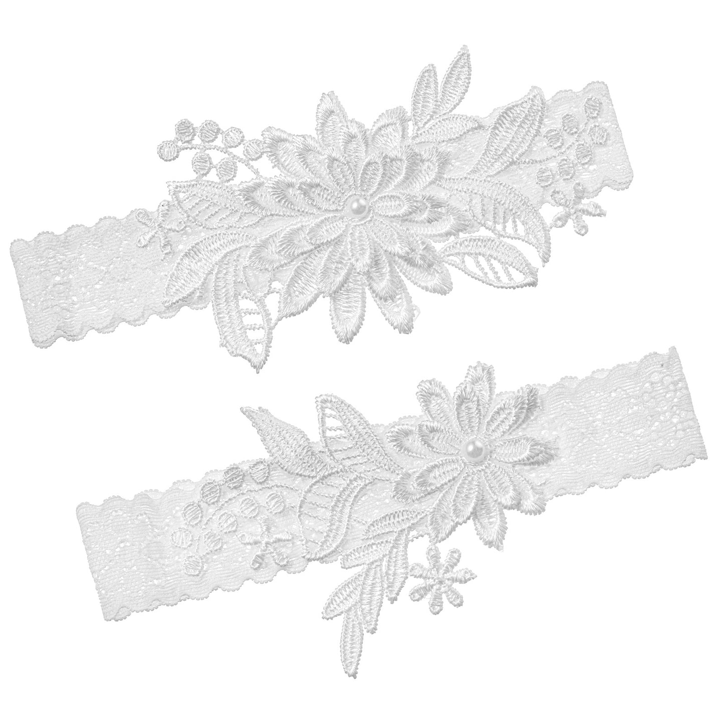 2 Pcs Garters for Bride, Soft Wedding Lace Garter White Thigh Garter for Bride Wedding Engagement Anniversary Prom Party