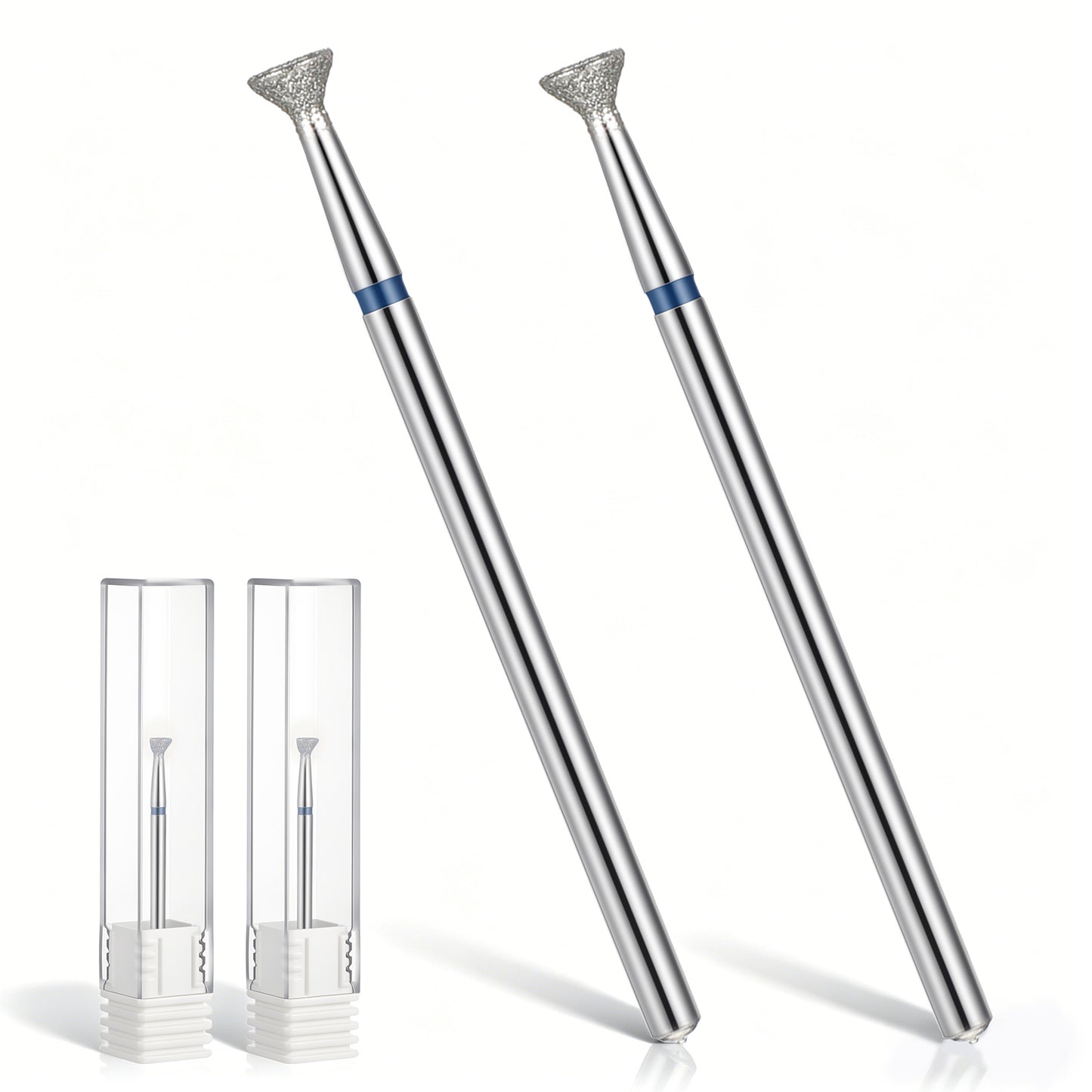 2Pcs Diamond Nail Drill Bits, Silver T Electric Nail Drill Bits for Cuticle Removal, Callus Care, Shaping