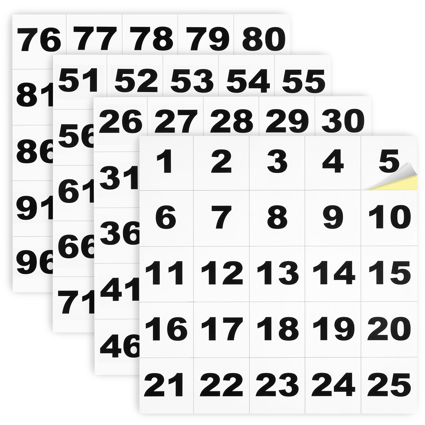 1 Set Number Stickers 1-100, White Vinyl Consecutive Number Stickers 1.5-inch Self Adhesive Number Labels Waterproof Square Decal for Indoor Outdoor Storage Classification Organizing Boxes Lockers