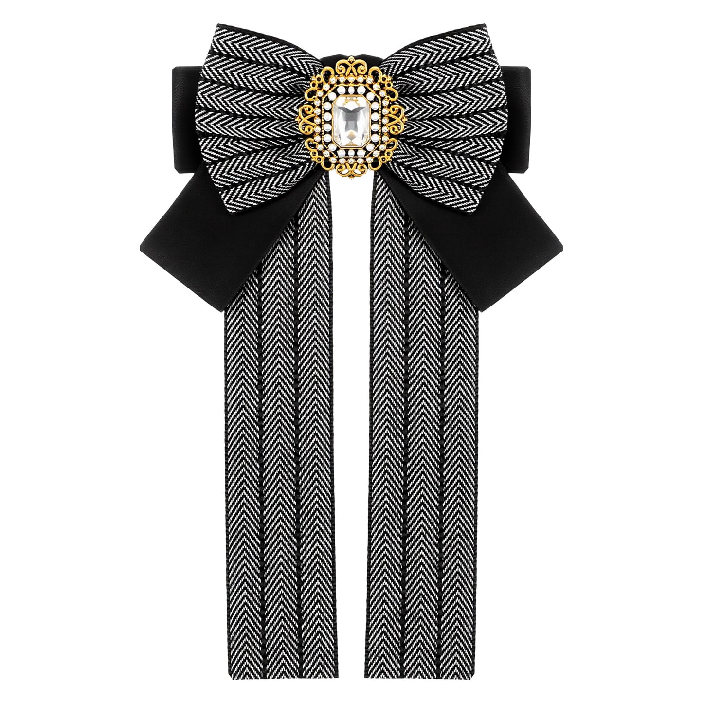 Rhinestone Bow Ties for Women, Womens Bow Tie, Adjustable Rhinestone Bowtie for School, Wedding, Party, Graduation Ceremony, Sparkly Pre-Tied Womens Bowtie for Shirt, Suit, Uniform, Dress (Black)