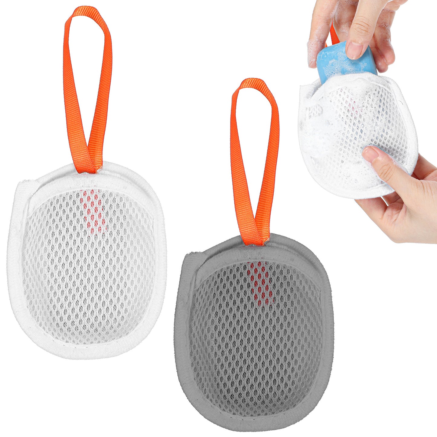 2Pcs Mesh Bar Soap Bag, Exfoliating Foaming Foaming and Drying Soap Pouch, Double Layer Mesh Design Soaps Saver for Bar Soaps, Body Facial Shower Cleaning Tool for Women Men