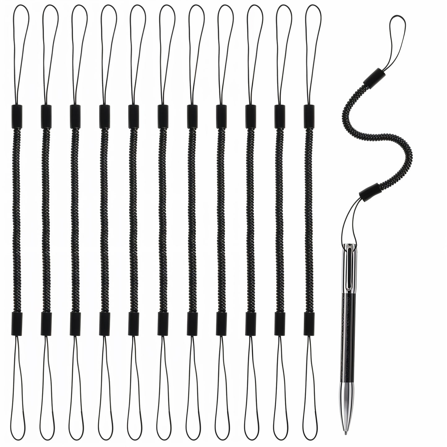 10 Pcs Plastic Elastic Tether Lanyard Retractable Touch Pens Lanyard with Spring Coil Strap Leash Stylus Lanyard Cord Link Tool Fit for Roller Pens Touch Pens Clipped to Tablets Backpacks