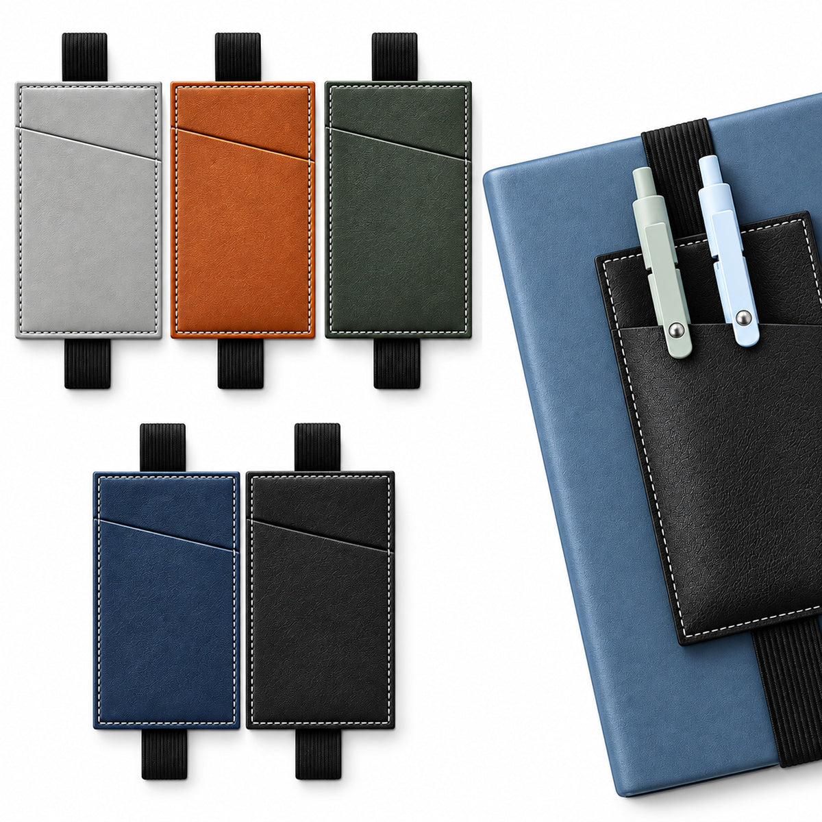 5Pcs Elastic Pen Holder, Adjustable Pencil Pouch for Notebook Journal Bible