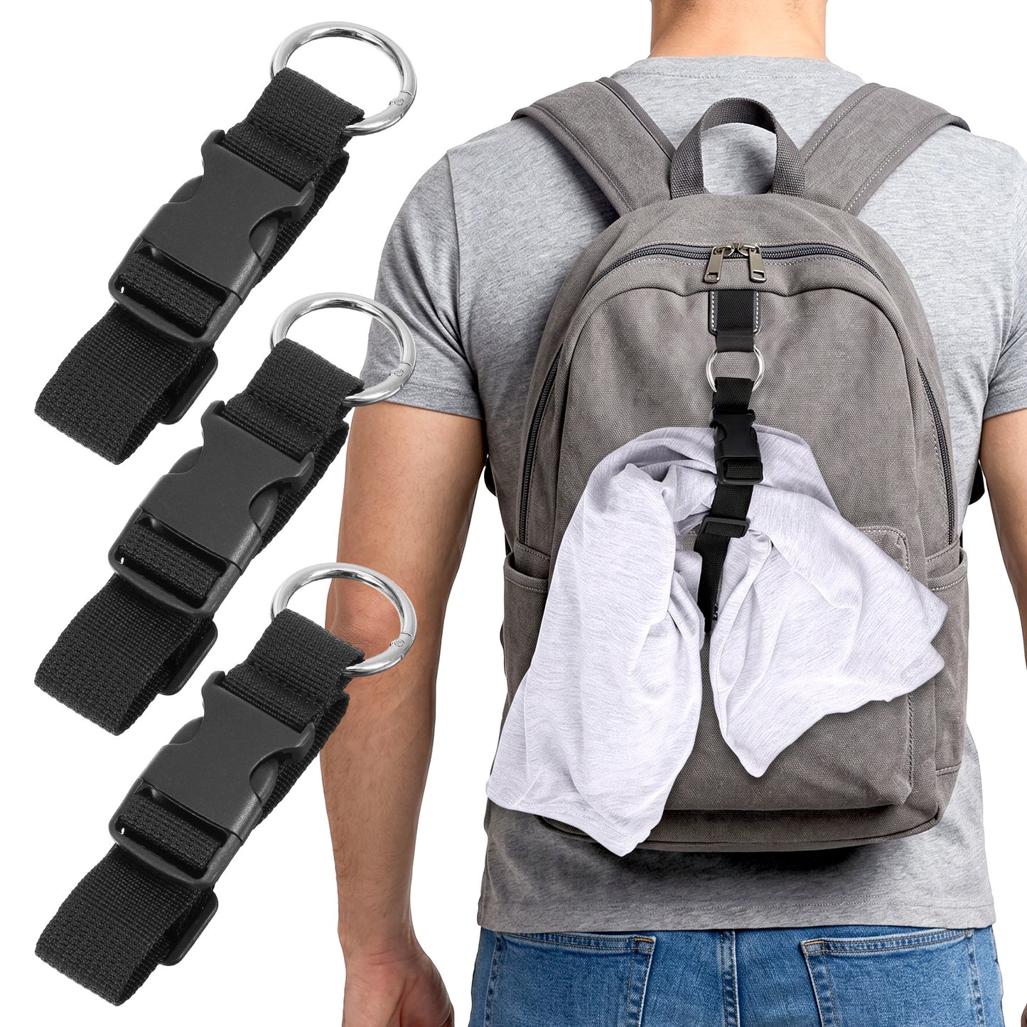 Thinp 3 Pcs Luggage Straps for Suitcases, Suitcase Straps Adjustable Luggage Belts Secure Lock Travel Belts to Prevent Bursting Travel Accessories for Connecting Luggages or Backpack (Black)