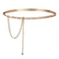 1 PCS Gold Belly Chain for Women, Gold Plated Waist Chain, Gold Chain Belly, Crystal Body Chains, Rhinestone Chain Belt, Adjustable Beach Waist Jewelry for Women