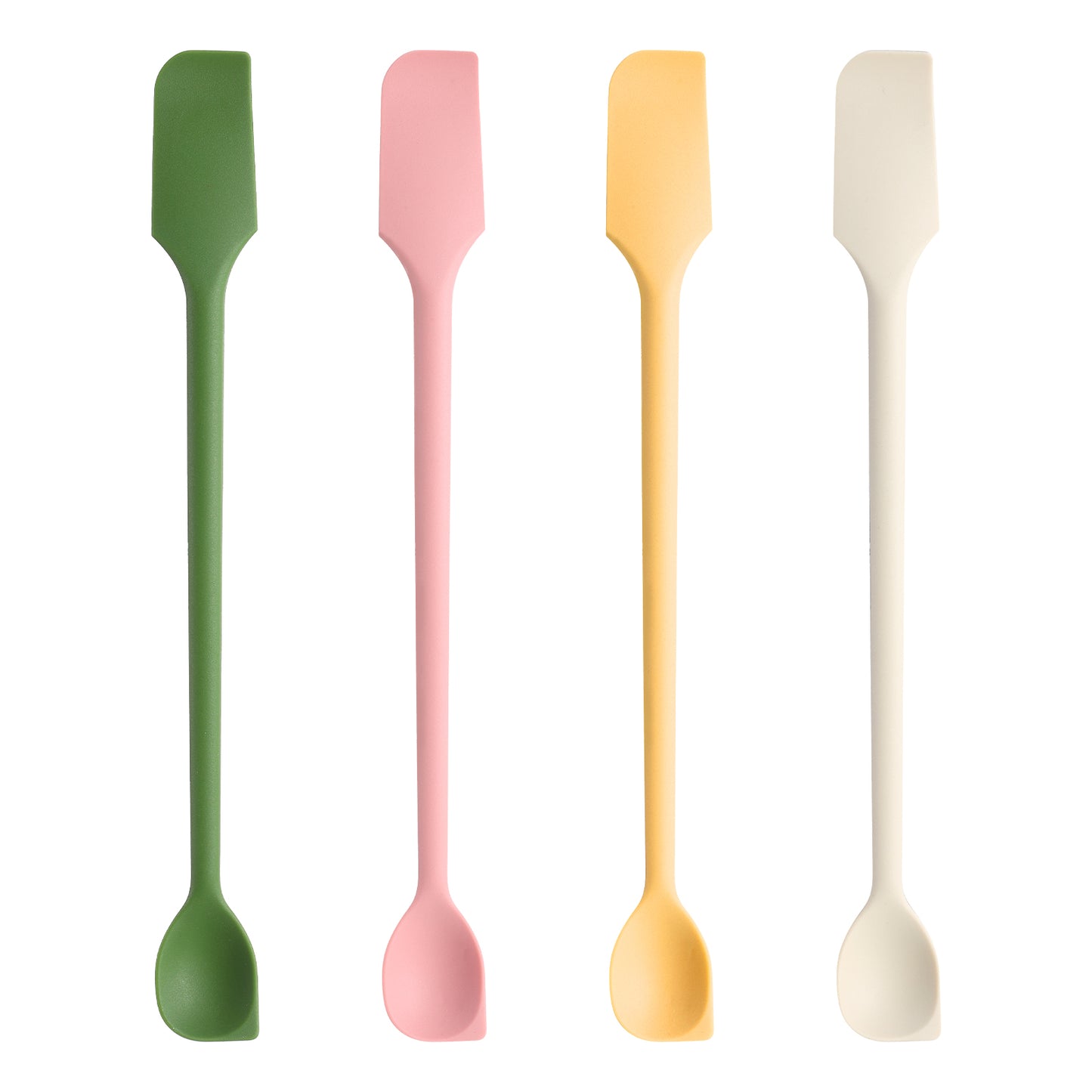 4 Pcs Silicone Jar Spatula Set, Small Silicone Dual-Ended Spatula & 10 Inch Baking Spatulas, Mini Spatulas for Cooking, Scooping, Mixing, Makeup & Jars