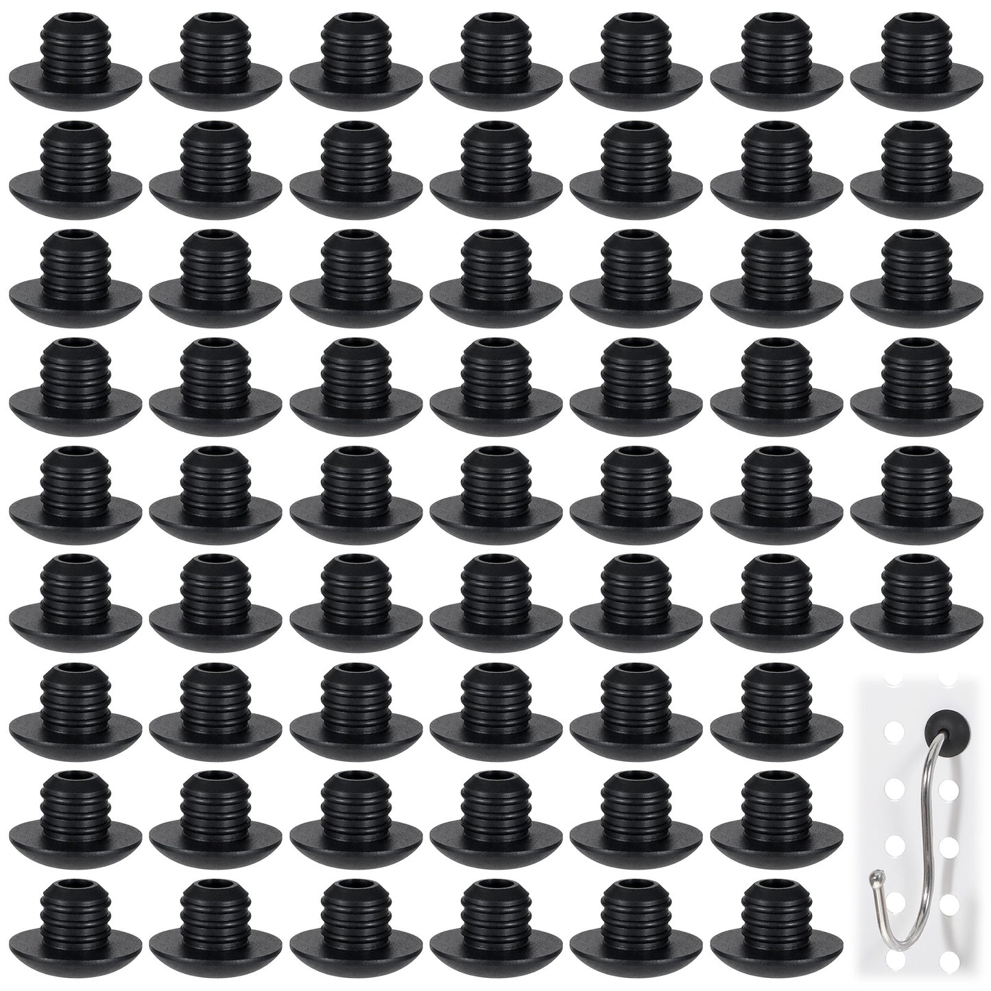 Larrel 60PCS Pegboard Hook Locks, Silicone Locking Pegboard Prevent Hooks from Falling Off, Black Tool Organizer Accessories for Pegboards