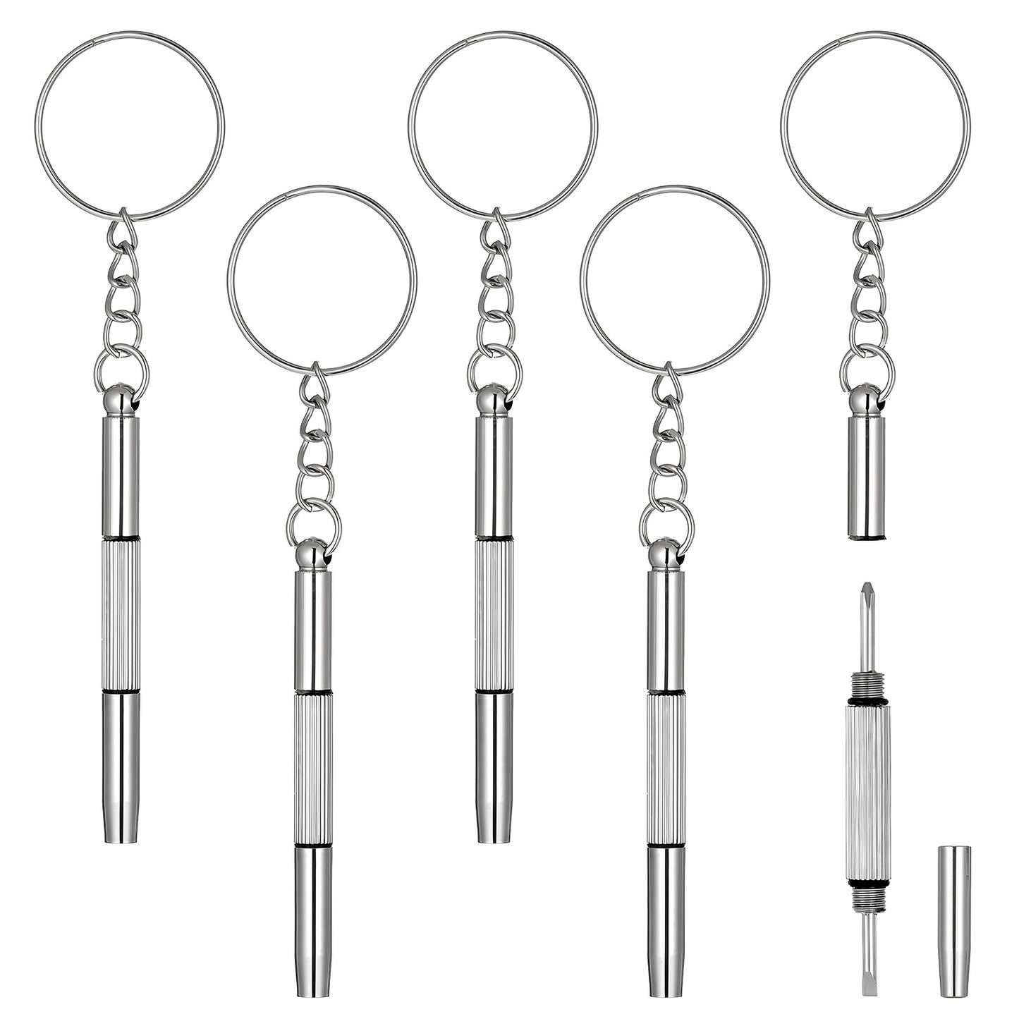 Thinp 5 Pcs Mini Glasses Screwdriver, 3-in-1 Flat Phillips Hex Screwdriver for Eyeglasses Portable Eyeglass Repair Kit with Keychain Tiny Screw Drivers for Sunglasses Repair Watch Jewelry