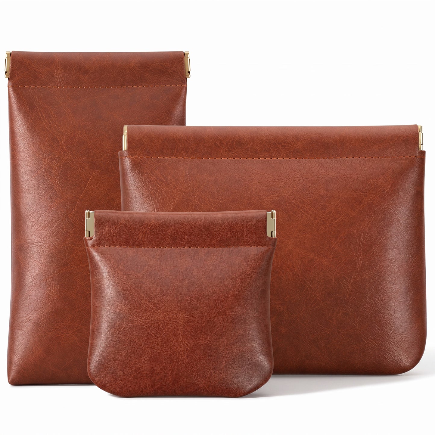 3PCS Purse Organizer Pouches, 3 Sizes Pu Leather Small Makeup Bag Mini Cosmetic Bags for Travel Makeup Pouch Purse, Coin Purses Organizer Storage Pouch