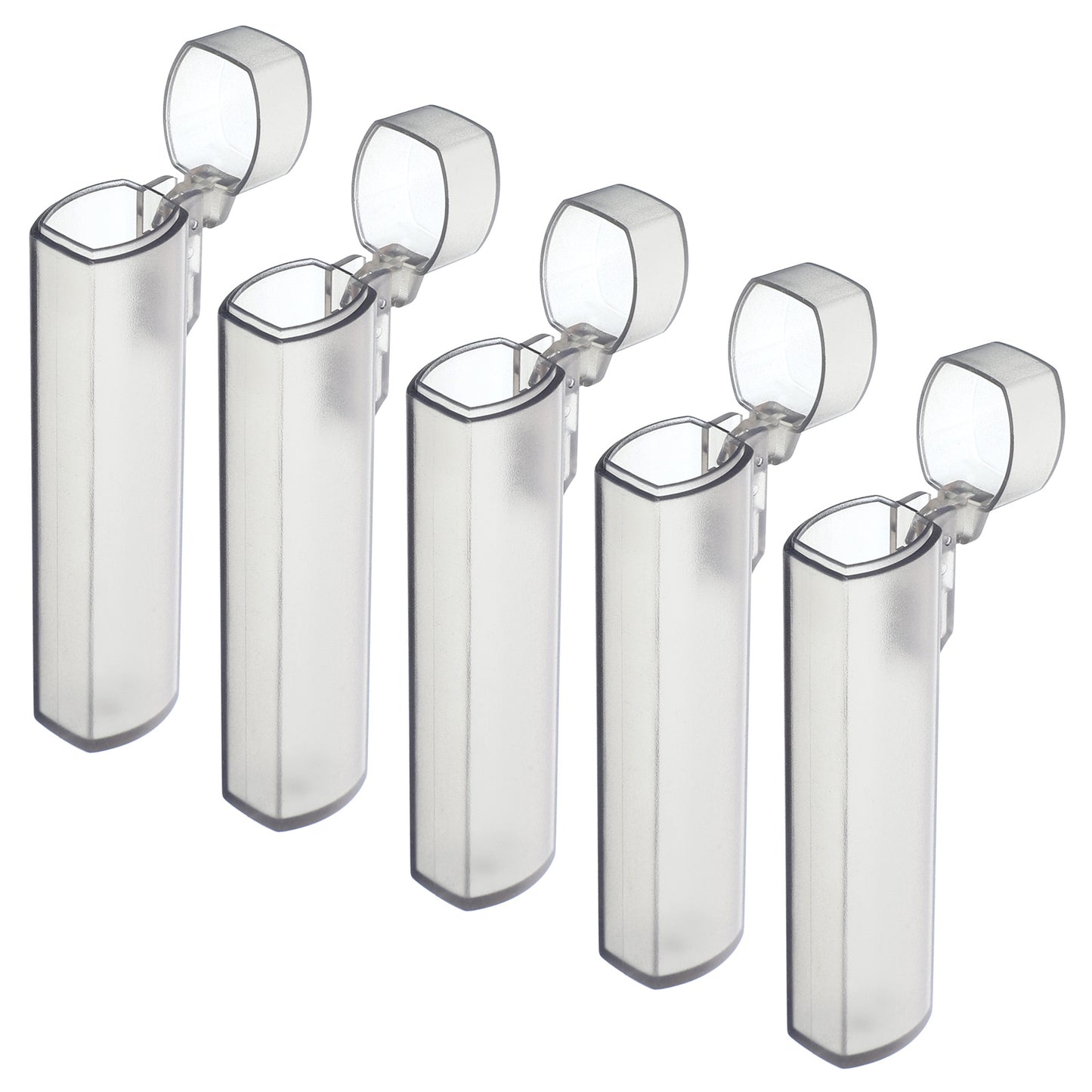 Axafazup Portable Toothpick Holder Case, 5Pcs Mini Travel Toothpick Dispenser With Spring Open Lid, Translucent Gray Plastic Container for Dental Floss, Cotton Swabs, Small Object Storage