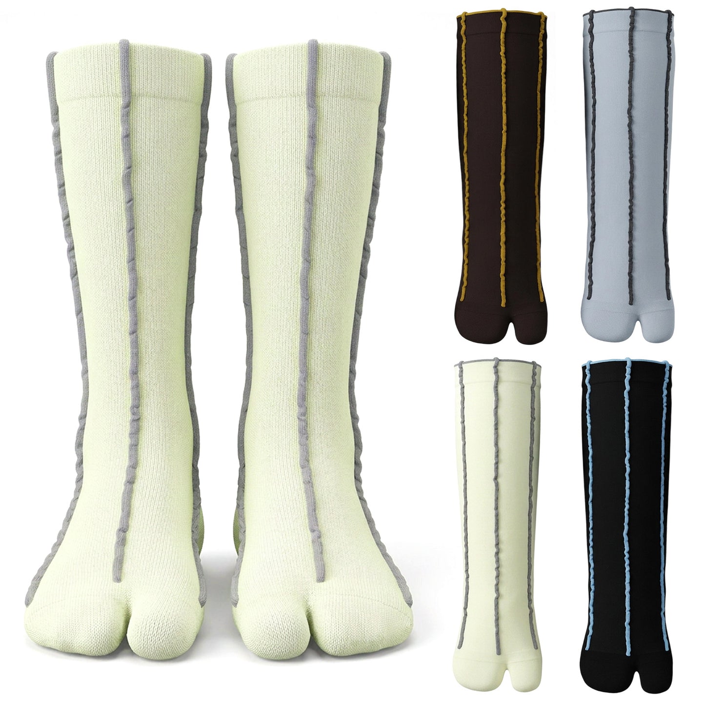 PEOVLVN 4 Pairs Japanese Tabi Socks, Split Toe Socks Women Crew Flip Flop Socks for Tabi Shoes Sneakers Heels (4 Colors)