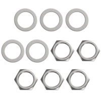 5 Set of 3/8" Guitar Jack Nut and Washer, Guitar Input Output Jack Socket Nut and Washer for Electric Guitars Bass All Types Sockets (Silver)