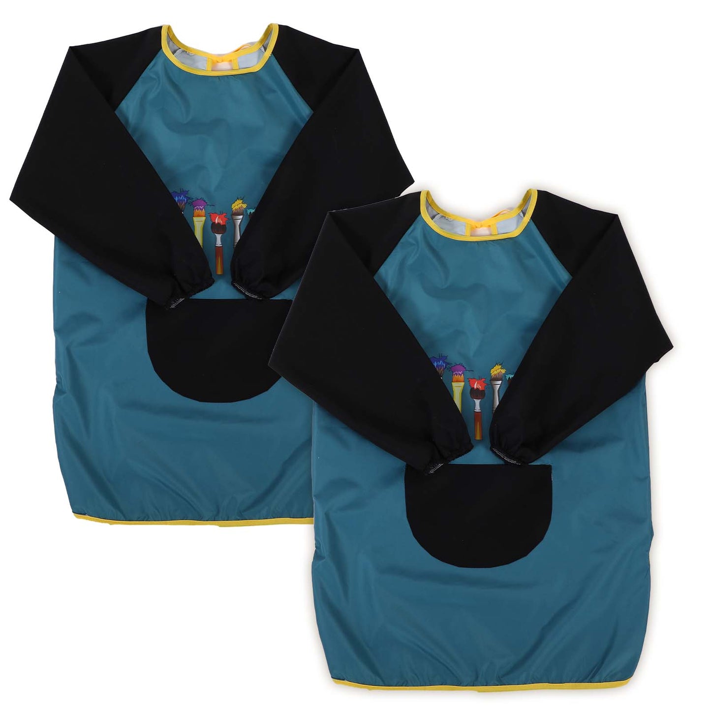 Thinp Kids Painting Apron, Waterproof Kids Art Smock with Long Sleeve and Pockets Kids Cooking Aprons Paint Apron Kids Aprons for Cooking Painting Crafting Baking Gardening (dark green,L)