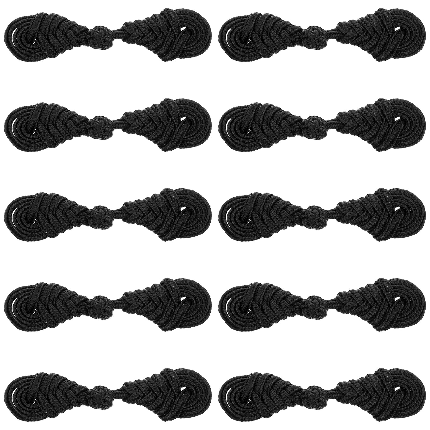 10 Pairs Chinese Closure Buttons Handmade Sewing Fasteners Black Sewing Buttons Fasteners Chinese Knots Frog Button Cheongsam Frog Button for Clothing Dress Cloak Coats Scarf Costumes