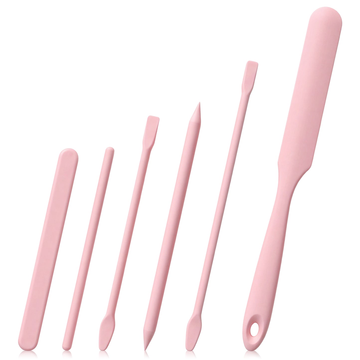 6 PCS Non-Stick Wax Spatulas Set, Silicone Wax Applicator Different Sizes Scrapers For Home Salon Body Use Reusable Silicone Stirring Stick (Pink)
