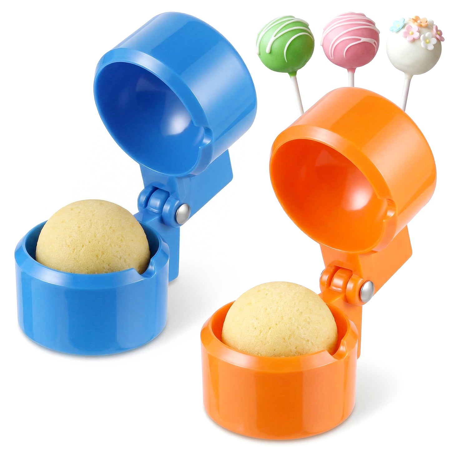 2 Pack Cake Pop Mold Press Set Round Circle Cake Pop Cutter and Pusher ABS Baking Tools Accessories DIY Mini Cakes for Birthday Parties Wedding Desserts