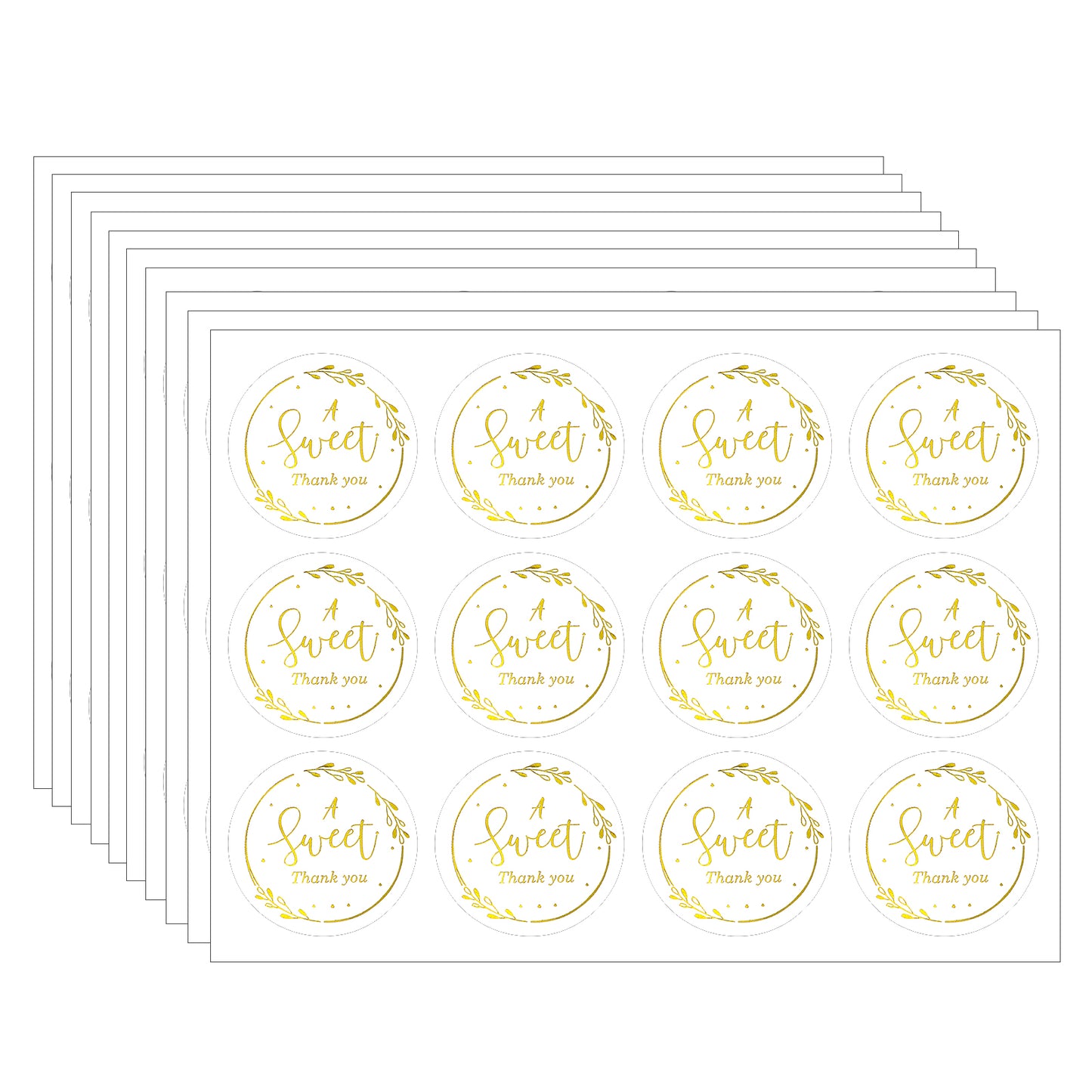 10 Sheet Gold Thank You Sticker, Sweet Thank You Stickers for Packaging, Round Circle Thank You Gift Stickers Labels, Personalized Stickers for Wedding Birthday Favors