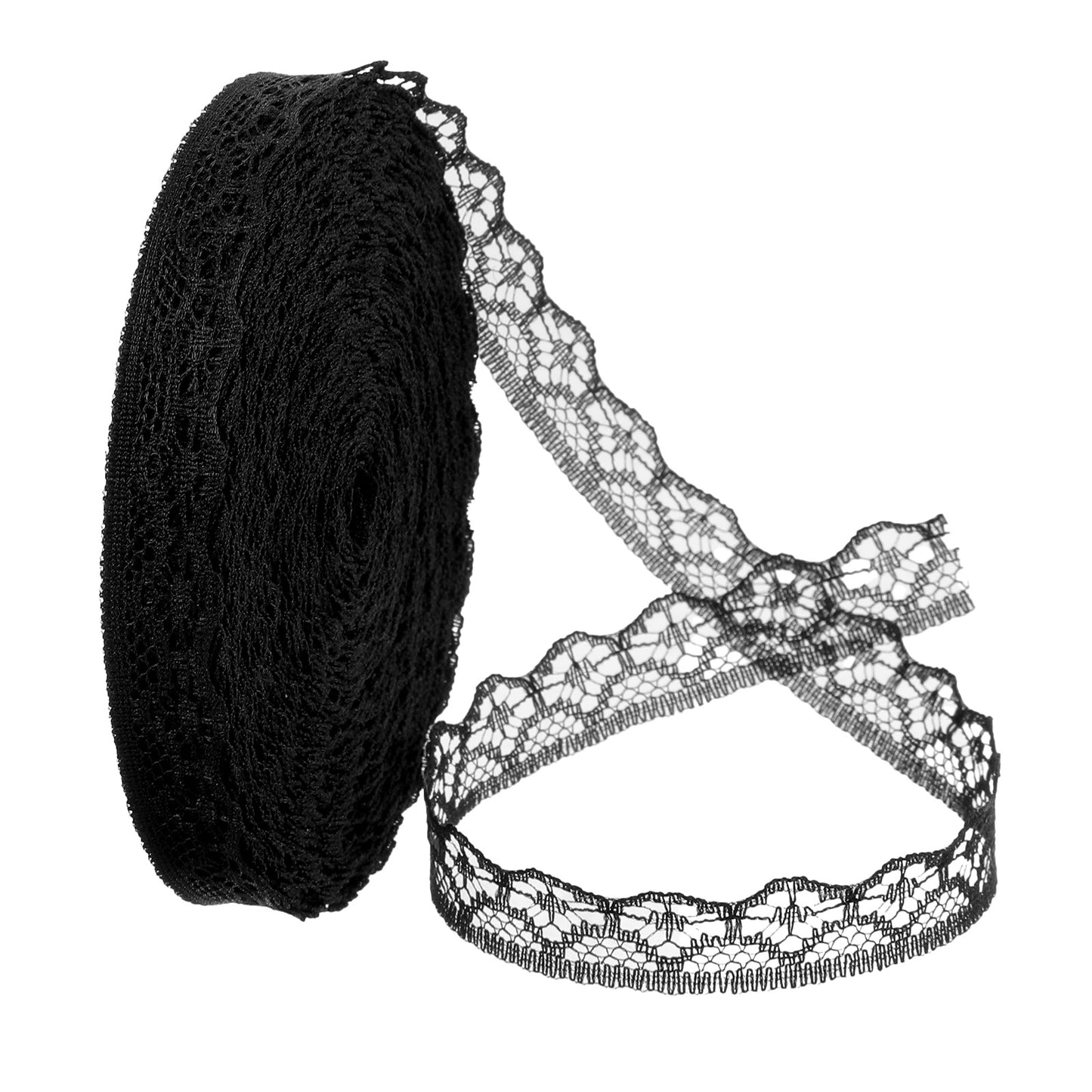 30 Yards 0.5 Inch Black Lace Ribbon, Soft Durable Lace Trim for Sewing Crafts, Wedding Decoration and Gift Wrapping