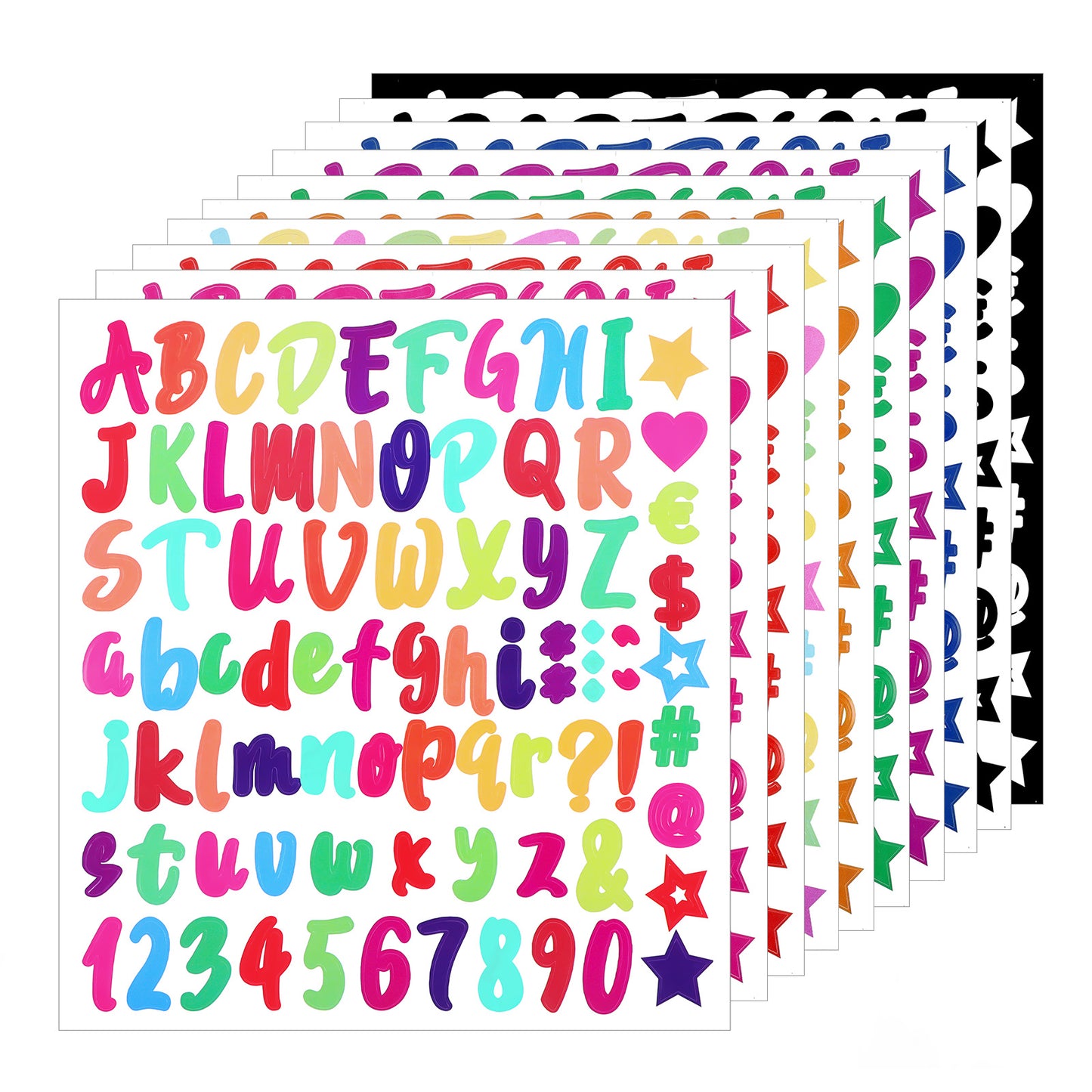 10 Sheet Cursive Letter Stickers, Colorful Alphabet Stickers, Cute Vinyl Letter Stickers, Adhesive Sticker Letters, Mailbox Numbers Sticky Letters, Letter Stickers for Scrapbooking Notebook DIY Crafts