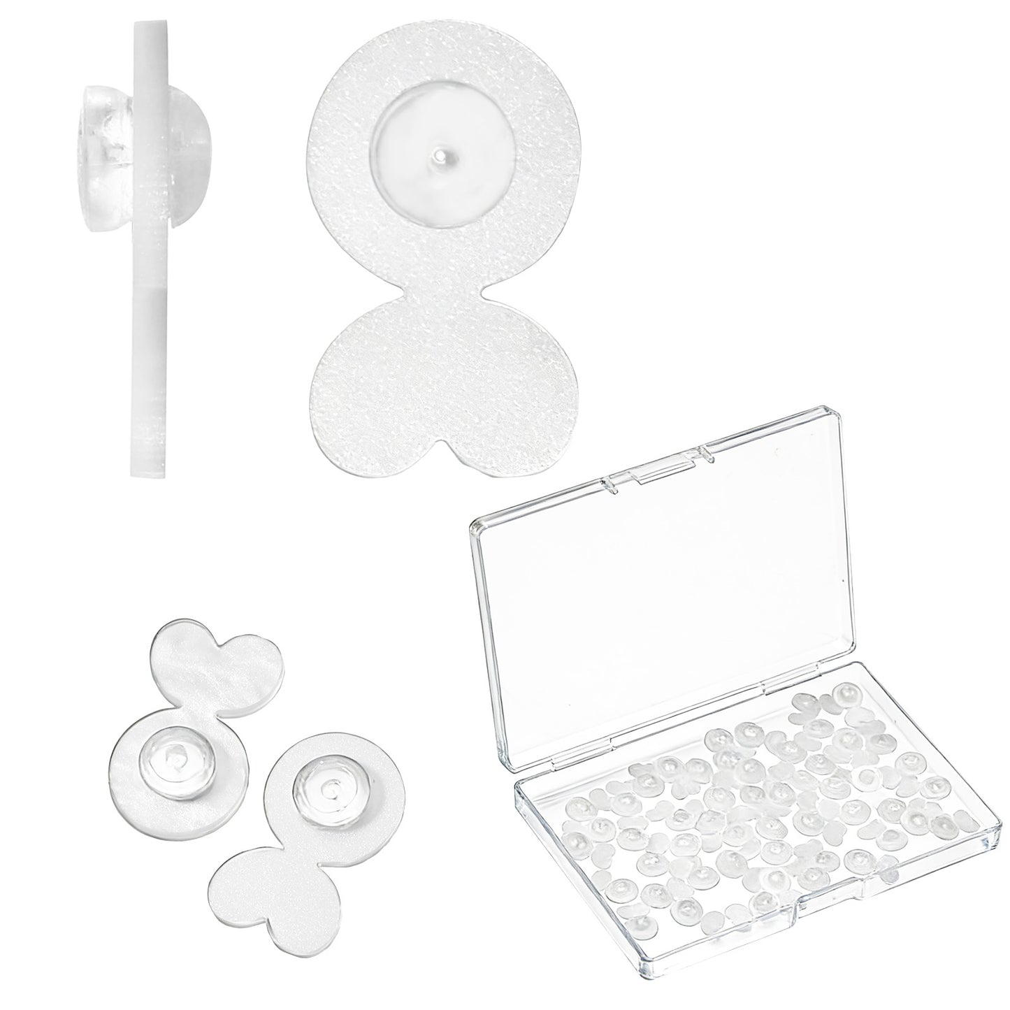 Aysatogc 1 Box 40 PCS Clear Silicone Earring Backs, Love Rubber Earring Lifters Backs for Big Studs Comfortable Earrings Back Replacements for Heavy Earrings Support Back
