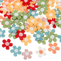 Thinp 70 Pcs Crochet Flowers Patch, Knitted Flowers Patch 0.6in Flower Iron on Patches Cute Crochet Flower Knit Fabric Patches Sew on for Crafts Clothes Dress Jackets Hat Bags (7 Colors)