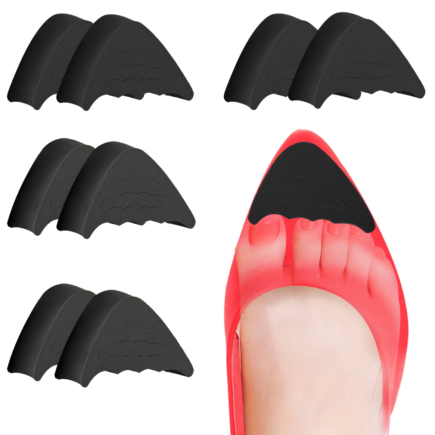 Toe Inserts for Shoes Too Big4 Pairs Adjustable Shoe Filler Inserts Half-Size Cushion Insoles Make Shoes Fit One Size Unisex Shoe Inserts Shoe Filler for Casual Sports High Heels Boots (Black)