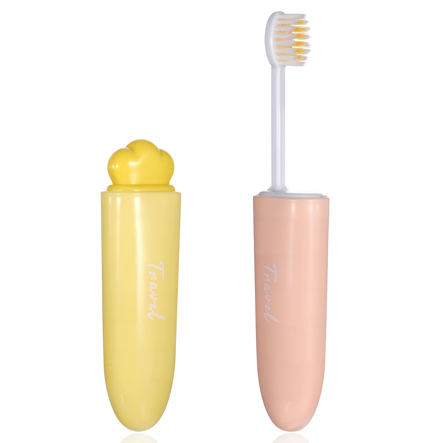 2 Pcs Travel Toothbrush, Folding Mini Portable Toothbrush for Kids and Adults, Compact and Cute Design Toothbrushes, Soft Bristles Tooth Brush Ideal for Camping Traveling Hiking