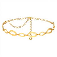 Macuezu Gold Waist Chain for Women, statement belt, Chunky Metal Link Chain Belt with Adjustable Tassel for Dresses, Jeans, Long Body Belly Jewelry