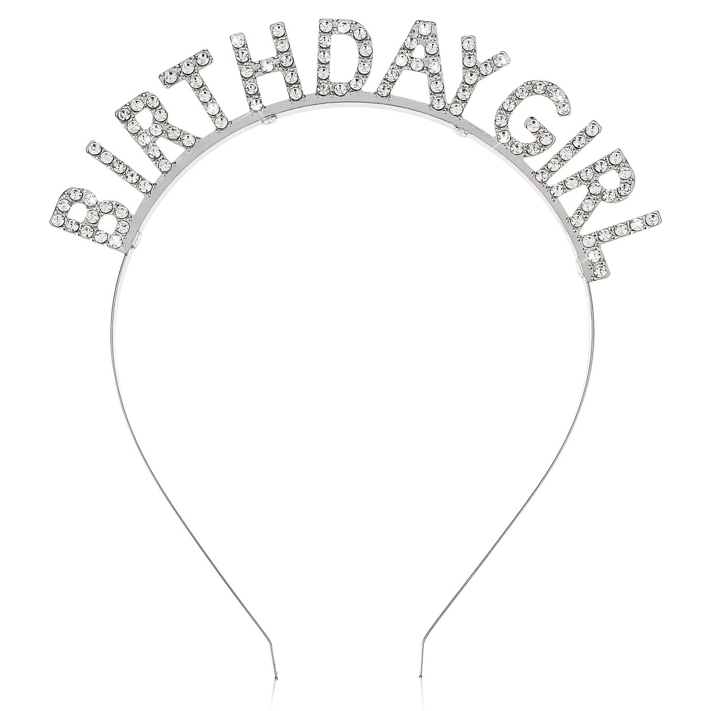 Grevosea Birthday Headband, Birthday Crown Headband for Women, Rhinestone Tiara Accessories Crown Tiara Happy Birthdays Decoration Gifts Silver