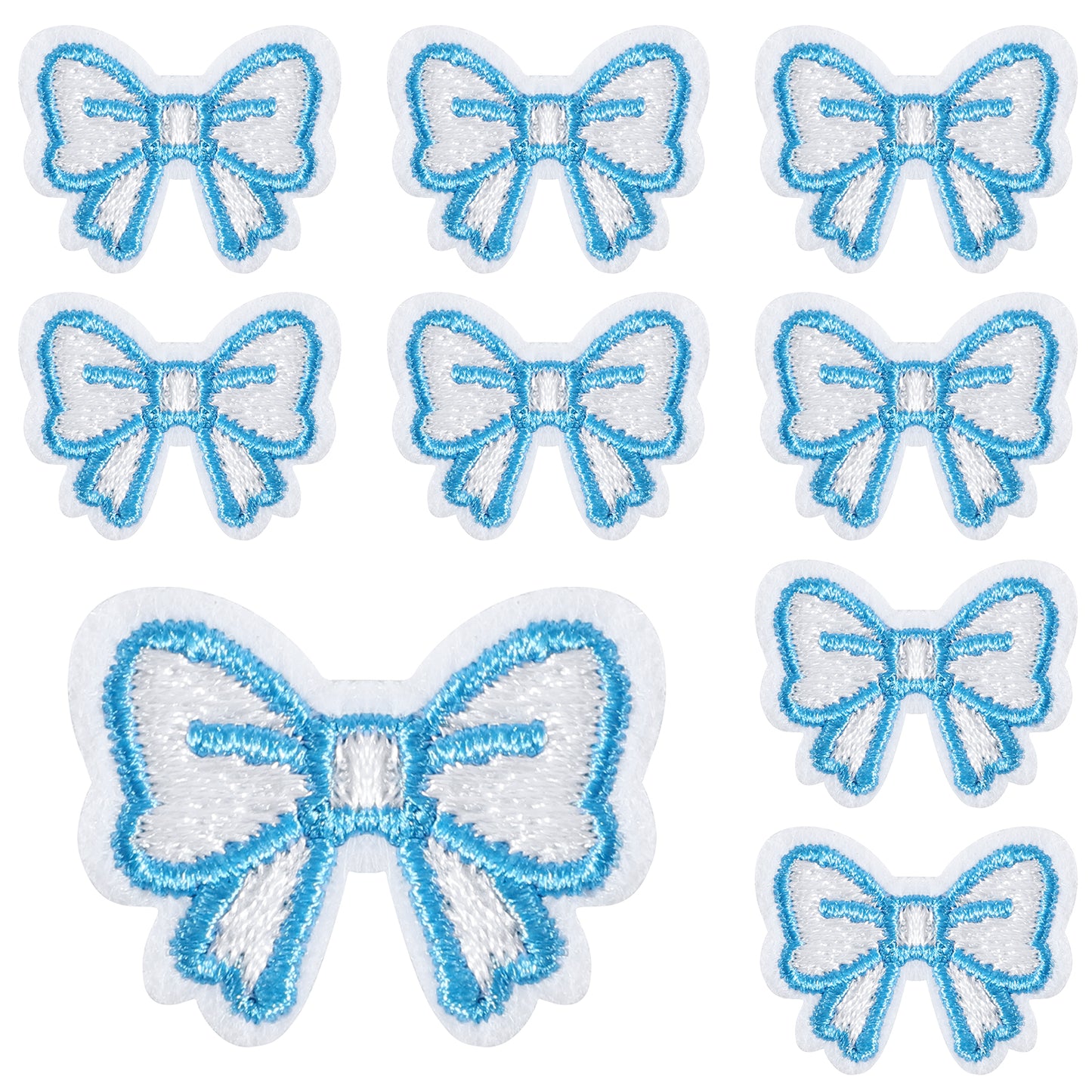 10 Pcs Bow Patches, Pink Bow Patches Self-Adhesive 1 Inch Cute Sequin Applique Sew On Fabric Patch Embroidered Appliques for DIY Clothing Hats Bags Jackets Jeans