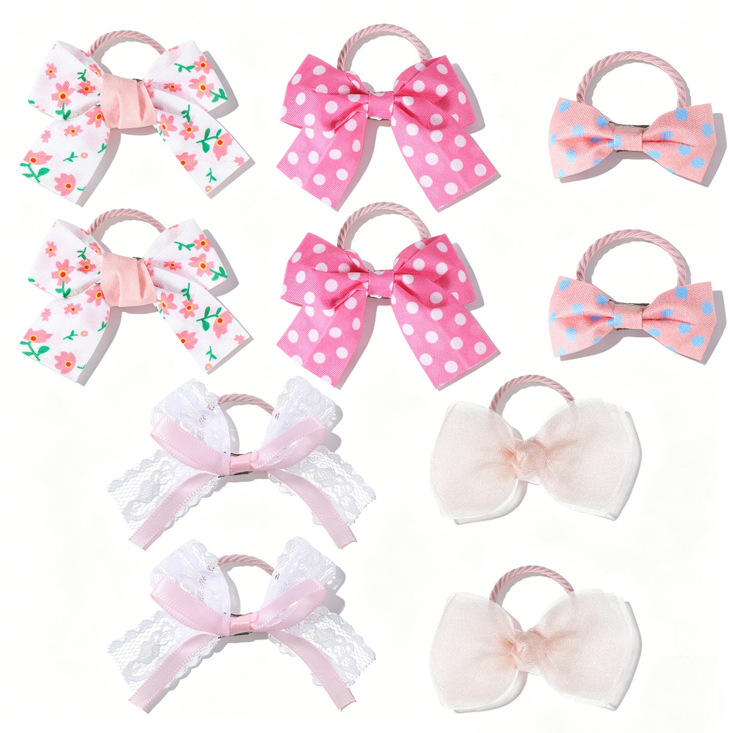 10 Pcs Small Dog Hair Bow Bowknot, Cute Dogs Hairs Bows with Rubber Bands, Puppy Grooming Bowknot Top Knot, Hair Accessories Hairs Ties for Yorkie Maltese Pet