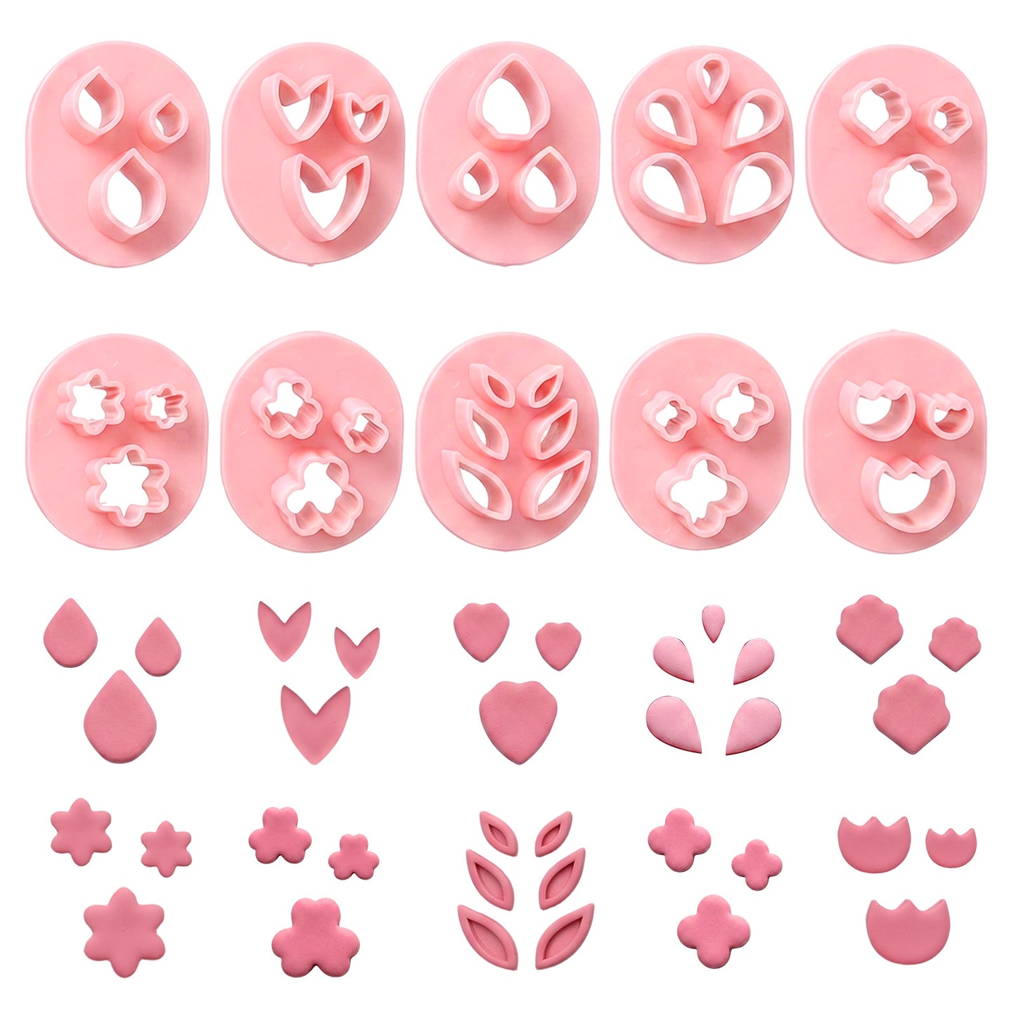 10 PCS Polymer Clay Cutters, Flower Petal Clay Cutter for Earrings Making 10 Shapes Floral Leaf Heart Clay Molds DIY Jewelry Tools