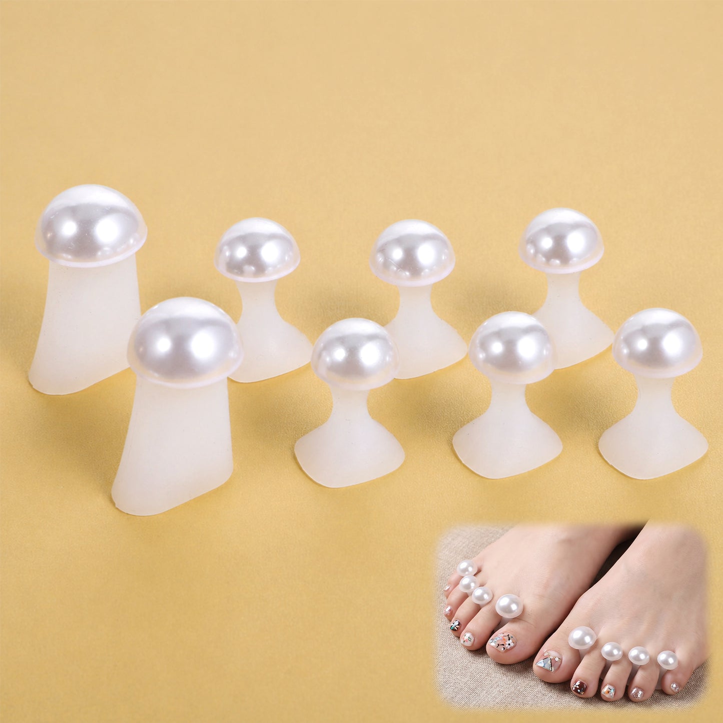 16 Pcs Toe Separators for Nail Polish Pedicure, Pearl Silicone Toe Spacers for Women Toe Dividers Nail Art Tools for Nail Salon