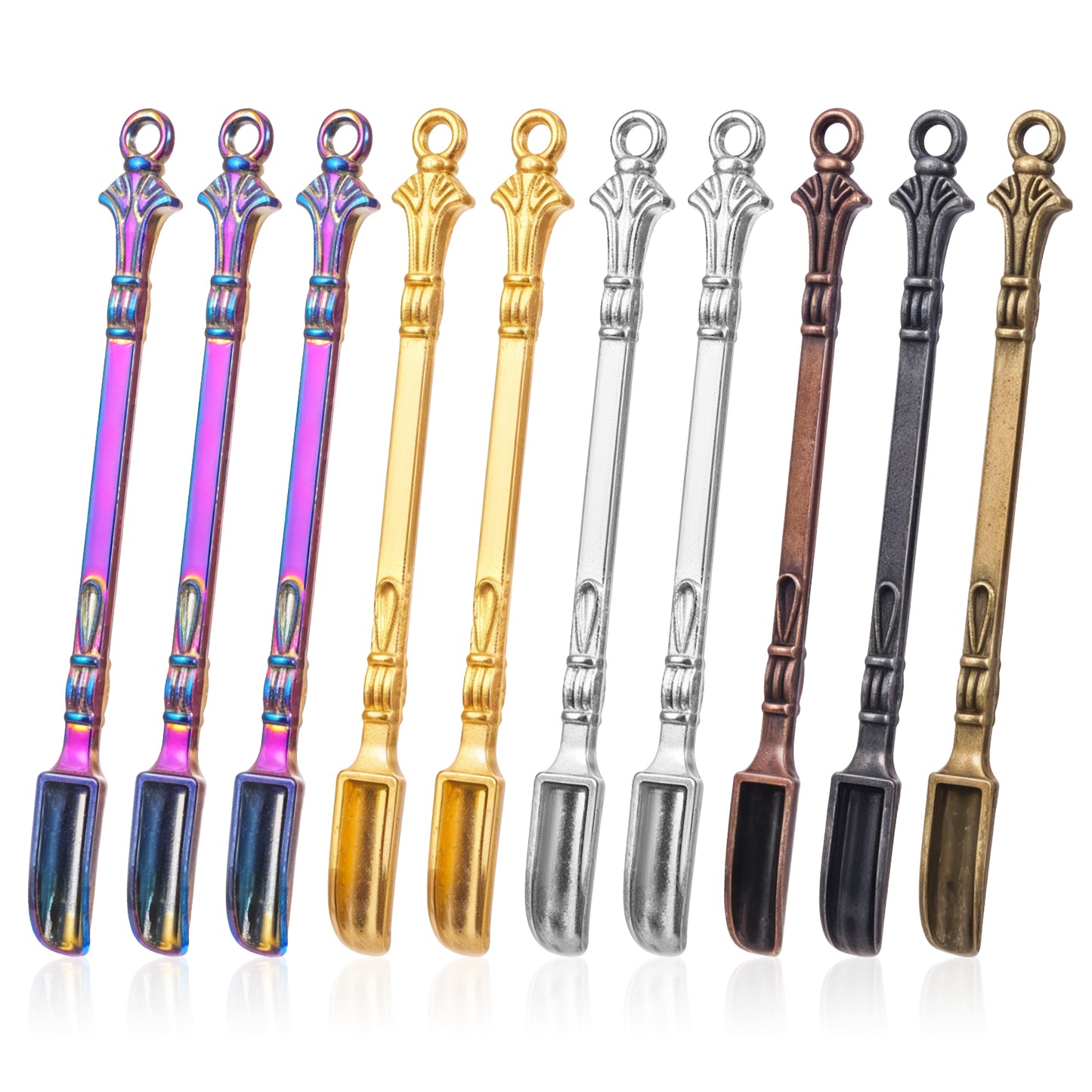 10 Pcs Mini Spoon, Shovel Spoon Charms Kitchen Pendant Spoon Alloy Tableware Charm Tiny Shovel Spoons Home Supplies for DIY Craft Jewelry Making Necklace Bracelet Key Chain (Multicolor)