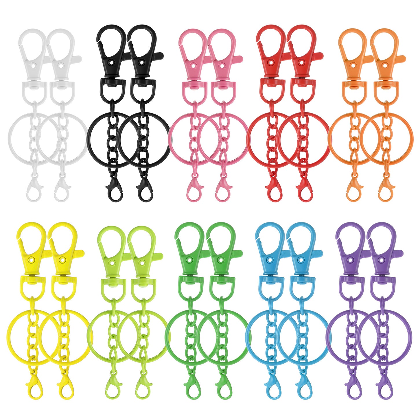 20 Pcs Colorful Swivel Snap Hook with Keyrings, Lobster Claw Clasps Keychain, Metal Keychain Clip for DIY Crafts
