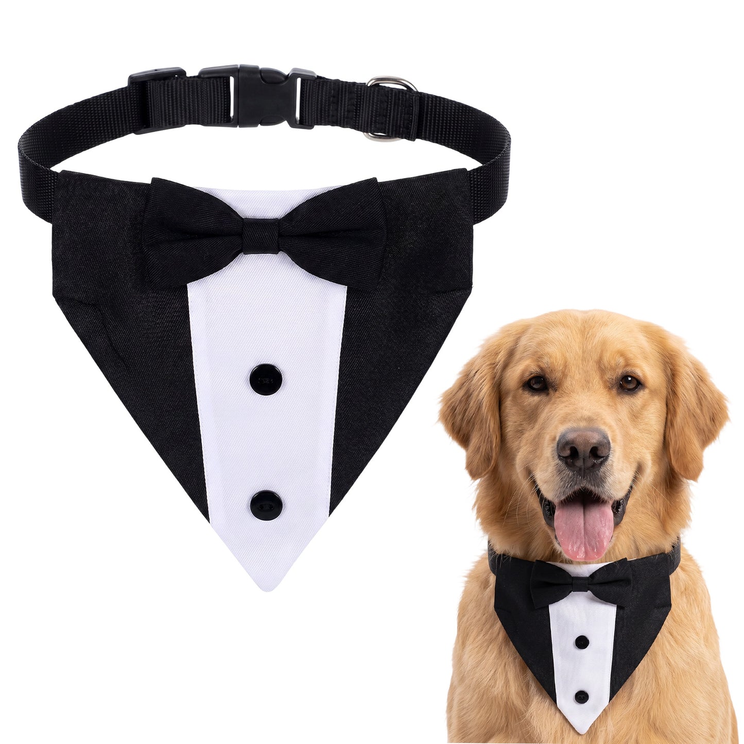 Dog Bow Tie, Comfortable Dog Tuxedo Bandana Collar with Bow Tie, Formal Dogs Wedding Outfit Adjustable Pet Party Attire Costumes for Medium to Large Dogs