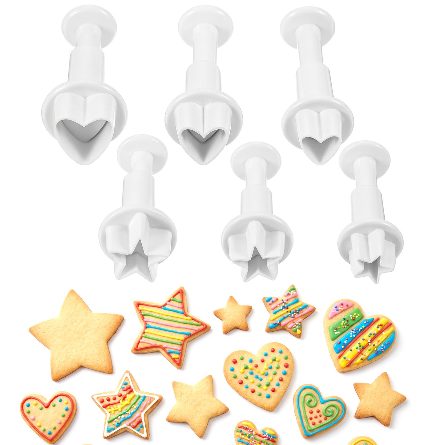 Star Small Fondant Plunger Cutter Set Cake Cookies Decorating Tool Mold-Tiny 3 Pieces (Mini)