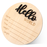 1 PCS Baby Announcement Sign, Wooden Newborn Sign Baby Birth Plaques, Circle Welcome Baby Sign, Birth Baby Announcement Sign for Hospital, Baby Name Sign for Photo Props Baby Shower
