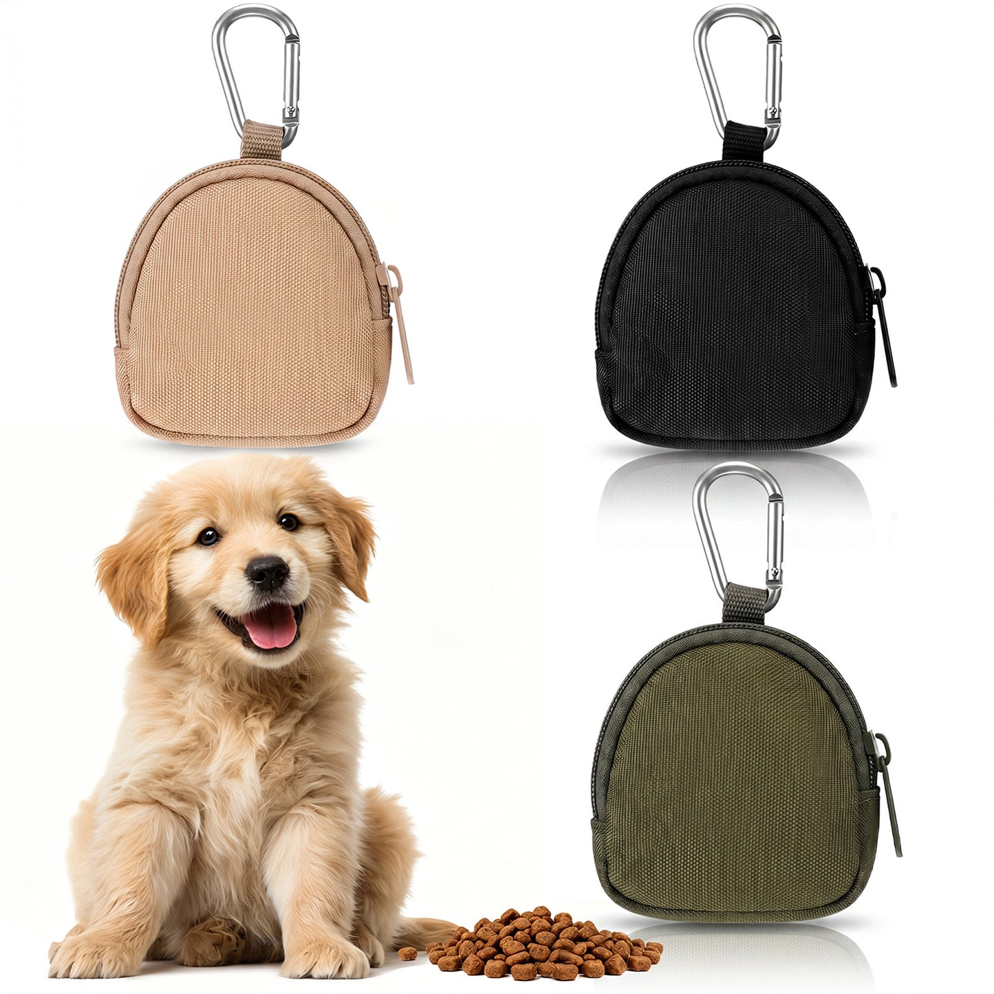 Azefnuhk 3Pcs Portable Dog Treat Pouches, Dog Training Reward Pouch, Reusable Dogs Treats Container with Zipper Closure for Pet Dogs Travel or Outdoor Use