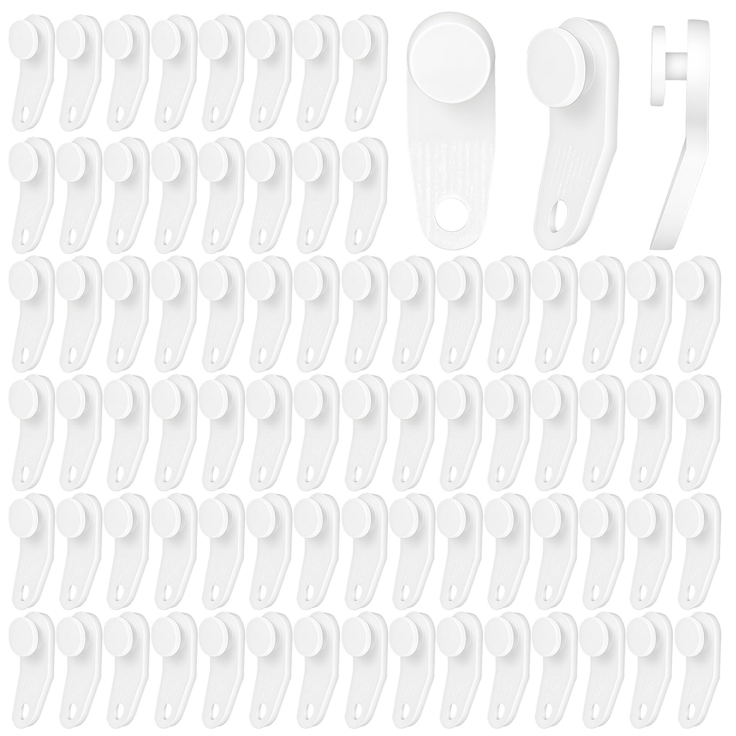 Azefnuhk 100 Pack Curtain Track Hooks, White Pp Sliding Hooks for Curtain Tracks, Replacement Curtains Hooks for Ceiling Track Systems for Home, Office, Hotel Use