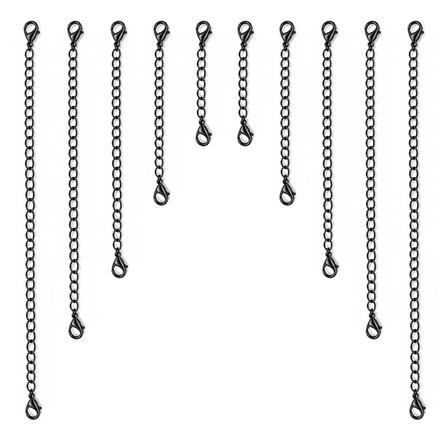 10PCS Necklace Extenders, 5 Sizes Jewelry Extenders for Necklaces Adjustable Necklace Chain Extension with Clasp for Women Necklaces Bracelet Ankle DIY Jewelry Making, Black