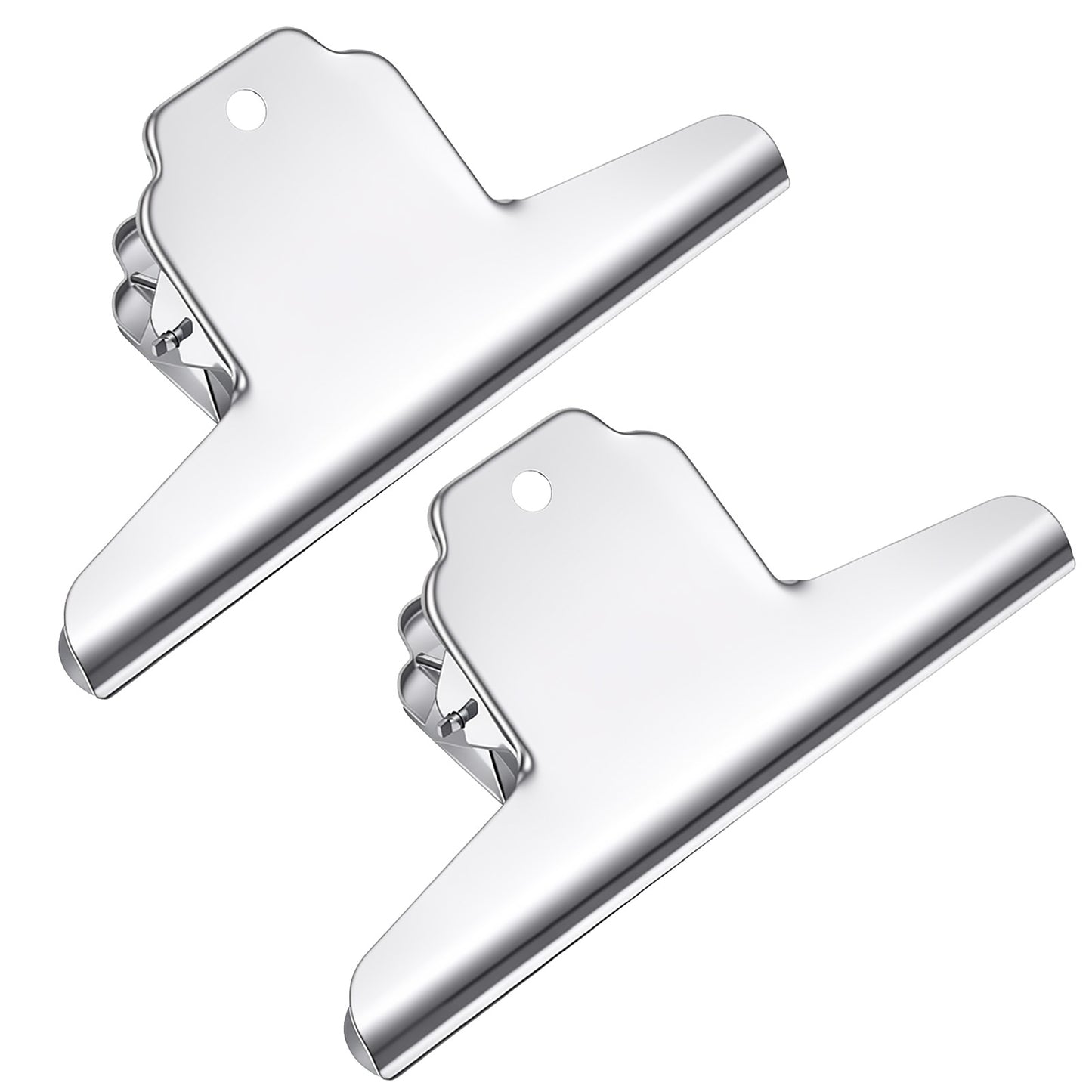 2 PCS Heavy Duty Dog Food Bag Clips, 6.3in Wide Stainless Steel Large Bag Clips, Strong Clamping Force, Metal Large Bull Clip for Foods Crafts Office(Silver)