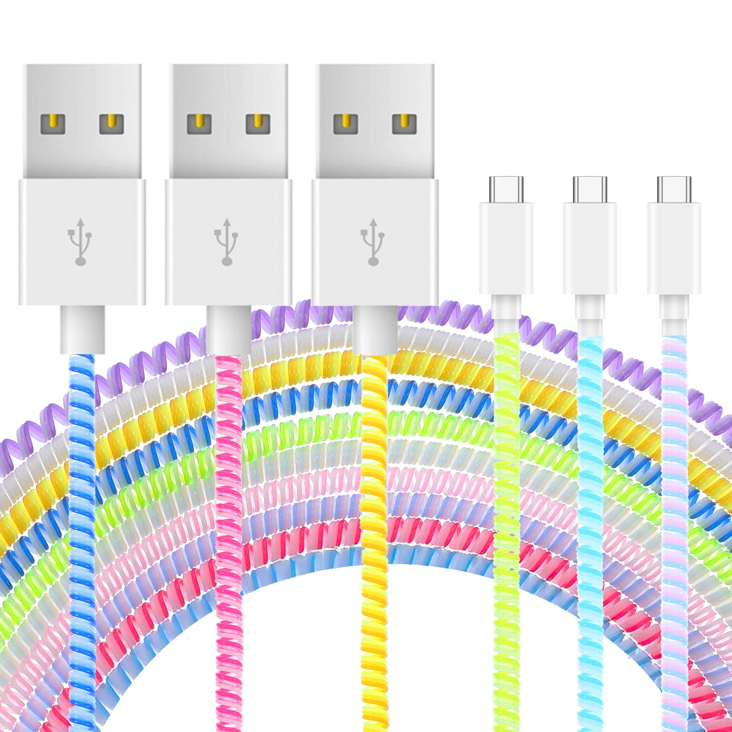 10 Pcs Spiral Cable Protector, Multicolor Charger Protector from Pets No Chew The Cable, Data Cables Protective, Headphone Saver Charger Protective Cover for Phone Chargers