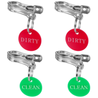 4Pcs Clean Dirty Signs, Laundry Basket Labels with Stainless Steel Clips, Green and Red Laundry Organization Signs for Classification of Clothing stored in Baskets in Bathroom Laundry Room