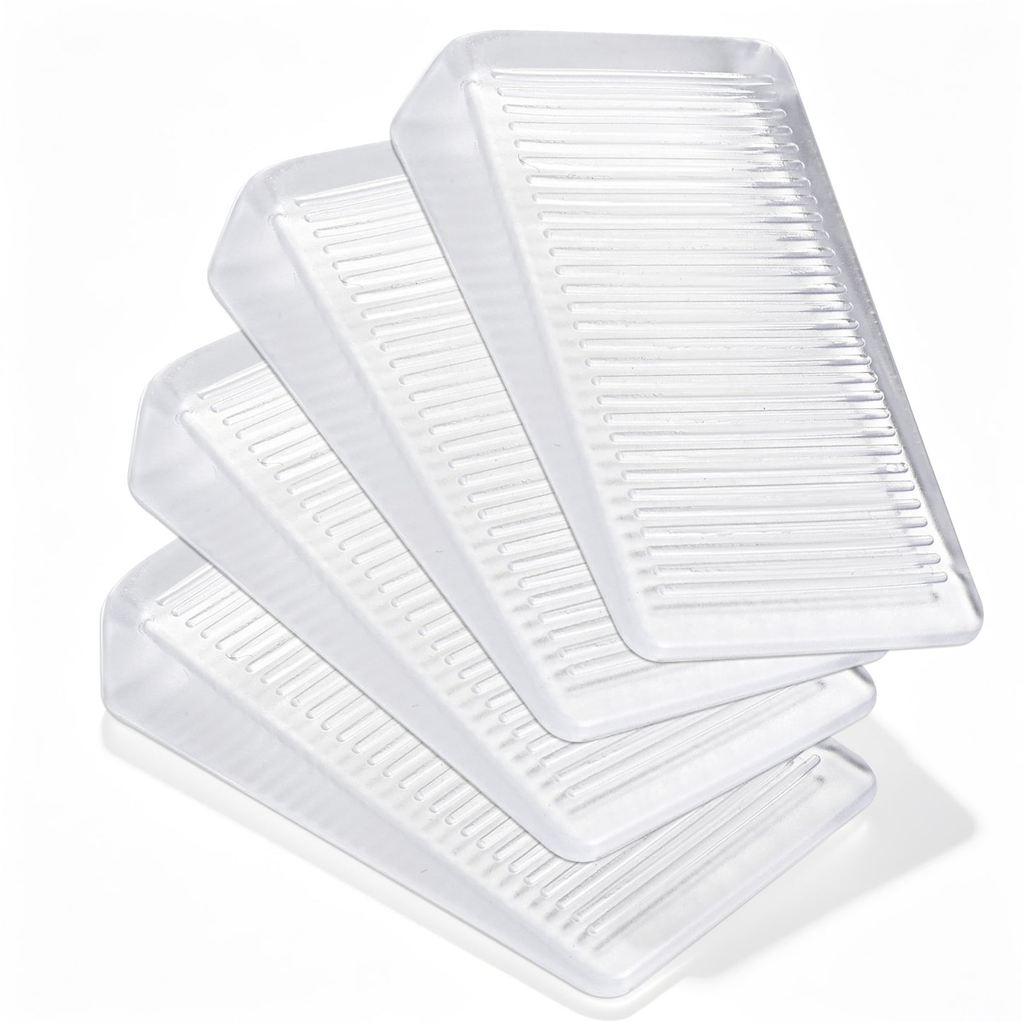 Thinp 4 Pcs Furniture Levelers, Clear Plastic Shims Table Shims for Uneven Floors Non-Slip Toilet Shim Stackable Furniture Leg Stabilizers Level Wedge for Wobbly Toilets, Furnitures, Washers