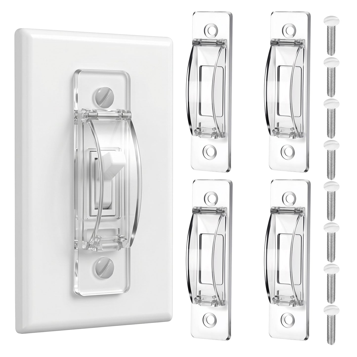 4 Pack Light Switch Cover Guard, Clear Wall Light Switch Lock Covers, Child Proof Wall Switch Guard for Toggle Style, Prevent Accidental On/Off from Kids, Pets, Bumps