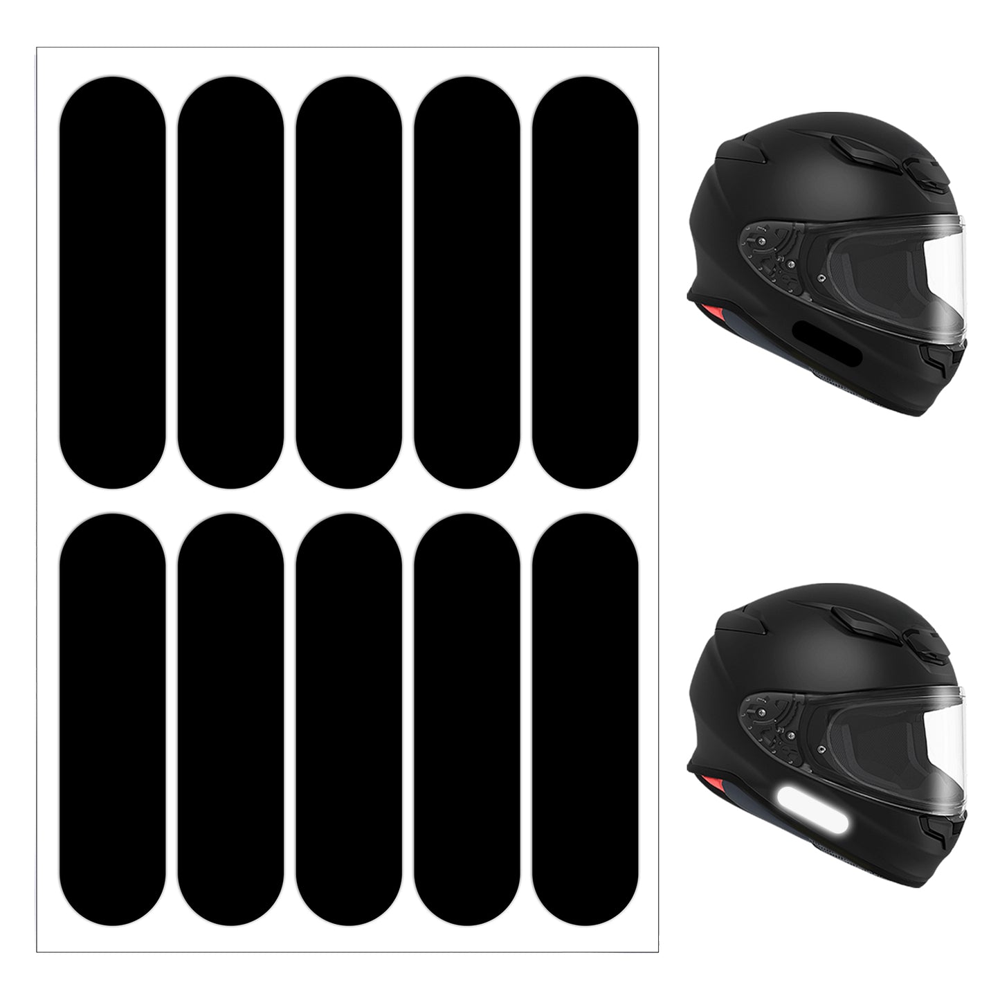 10 Pcs Black Reflective Tape, Black Reflective Stickers, Handsome Motorcycle Helmet Stickers for Scooters Bike Stroller Motorcycles Bike Helmets Stroller Bikes Decals
