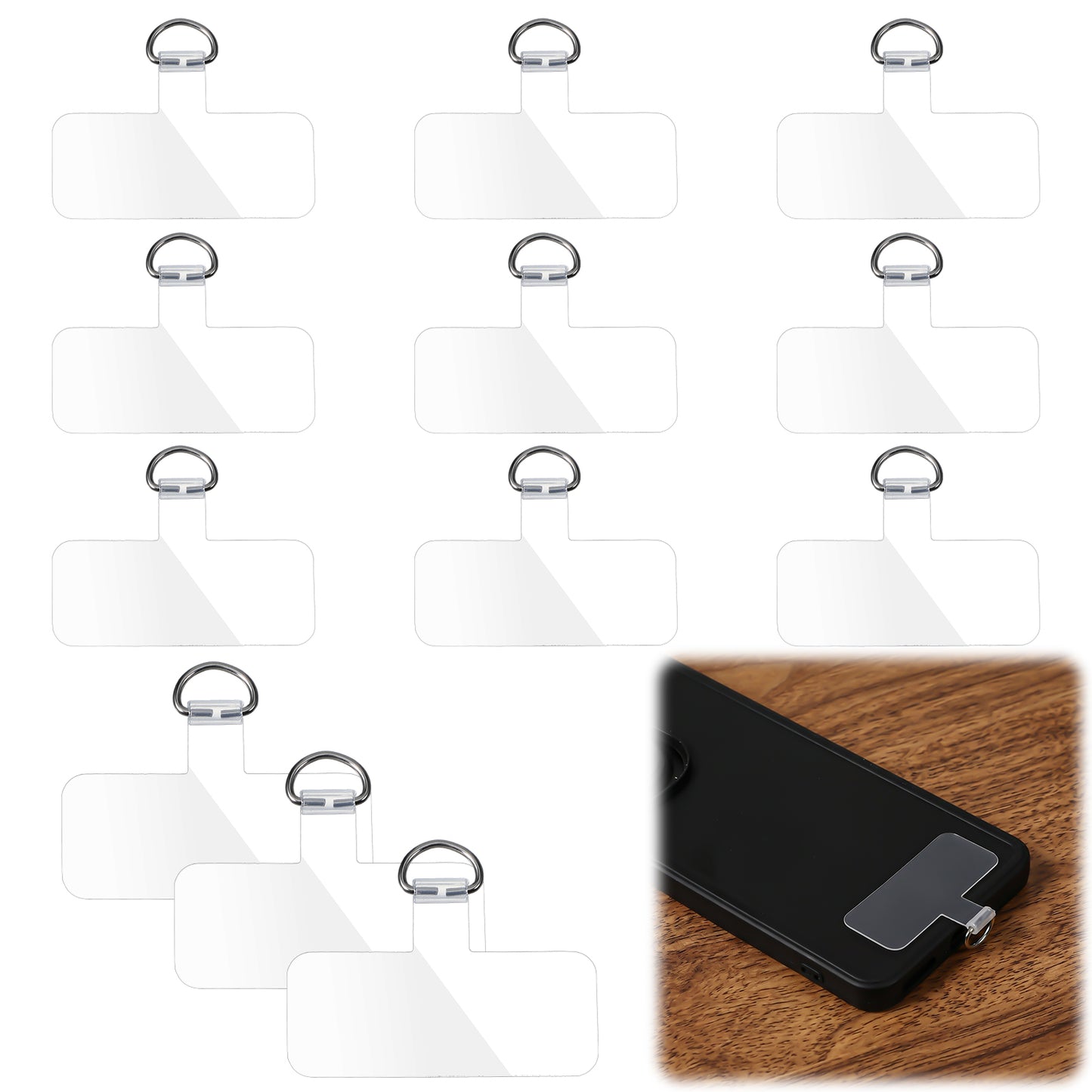 Yuanan 12Pcs Transparent Phone Tether Tab, Universal Phone Lanyard Patch for All Full PhoneCases